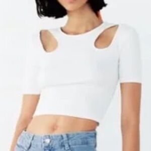 Zara White Cut-Out Crop Top